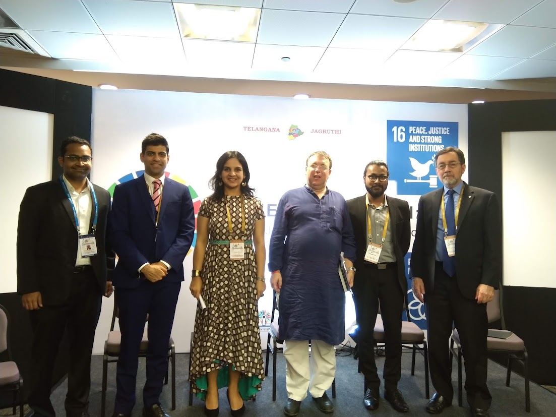 Rajaram with panellists after the SDG 16 session at TJIYLC 2019